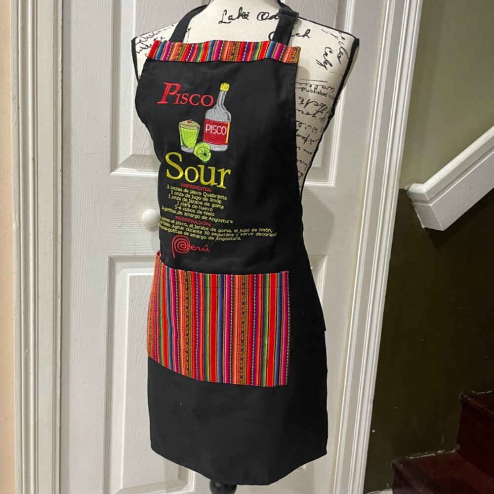 APRON PERUVIAN GRUNGE INKA WITH PISCO SOUR RECIPE ONE SIZE PERFECT GIFT - Picture 8 of 8